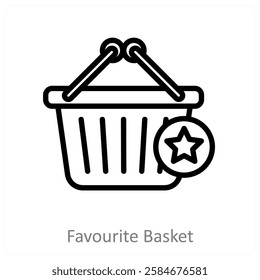 Favourite Basket and cart icon concept