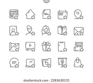 Favourite. Choosing the best product. Rating. Favourite video, image, folder and other. Pixel Perfect Vector Thin Line Icons. Simple Minimal Pictogram