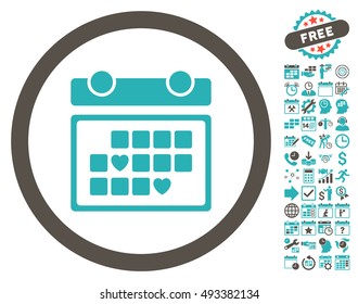 Favourite Days pictograph with bonus calendar and time management clip art. Vector illustration style is flat iconic bicolor symbols, grey and cyan colors, white background.
