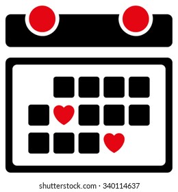 Favourite Days vector icon. Style is bicolor flat symbol, intensive red and black colors, rounded angles, white background.
