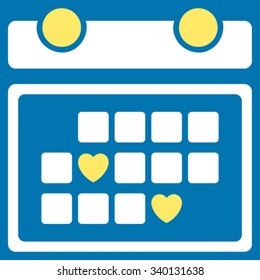 Favourite Days vector icon. Style is bicolor flat symbol, yellow and white colors, rounded angles, blue background.