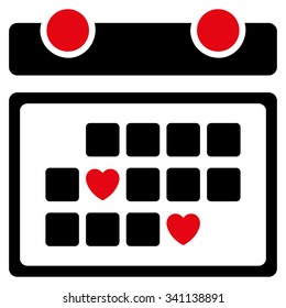 Favourite Days vector icon. Style is bicolor flat symbol, intensive red and black colors, rounded angles, white background.