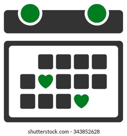 Favourite Days vector icon. Style is bicolor flat symbol, green and gray colors, rounded angles, white background.