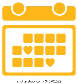 Favourite Days vector icon. Style is flat symbol, yellow color, rounded angles, white background.