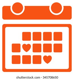 Favourite Days vector icon. Style is flat symbol, orange color, rounded angles, white background.