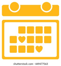 Favourite Days vector icon. Style is flat symbol, yellow color, rounded angles, white background.