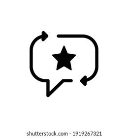 Favourite feedback glyph icon. Testimonials and customer relationship management concept. Bubble speech star solid style. Vector illustration isolated on white background. EPS 10.