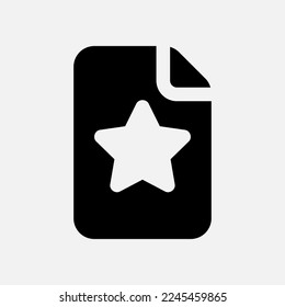 Favourite file icon in solid style, use for website mobile app presentation