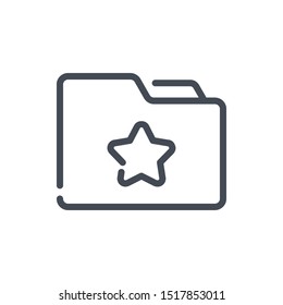 Favourite folder line icon. Folder with star vector outline sign.