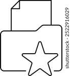 Favourite folder line simple icon. Folder with star. Editable Stroke. Vector illustration