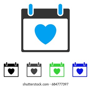 Favourite Heart Calendar Day flat vector pictogram. Colored favourite heart calendar day gray, black, blue, green icon versions. Flat icon style for application design.