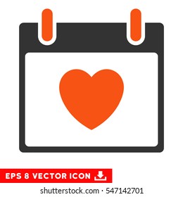 Favourite Heart Calendar Day icon. Vector EPS illustration style is flat iconic bicolor symbol, orange and gray colors.