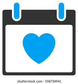 Favourite Heart Calendar Day vector toolbar icon. Style is bicolor flat icon symbol, blue and gray colors, white background.