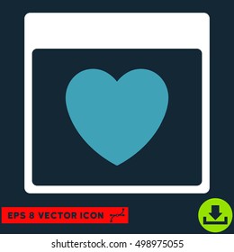 Favourite Heart Calendar Page icon. Vector EPS illustration style is flat iconic bicolor symbol, blue and white colors.