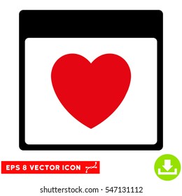 Favourite Heart Calendar Page icon. Vector EPS illustration style is flat iconic bicolor symbol, intensive red and black colors.