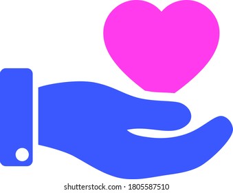 Favourite Heart Offer Hand flat vector illustration. An isolated icon on a white background.