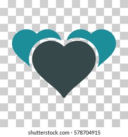 Favourite Hearts icon. Vector illustration style is flat iconic bicolor symbol, soft blue colors, transparent background. Designed for web and software interfaces.