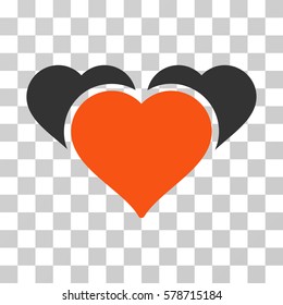 Favourite Hearts icon. Vector illustration style is flat iconic bicolor symbol, orange and gray colors, transparent background. Designed for web and software interfaces.