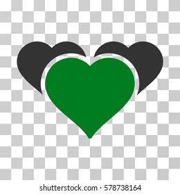 Favourite Hearts icon. Vector illustration style is flat iconic bicolor symbol, green and gray colors, transparent background. Designed for web and software interfaces.