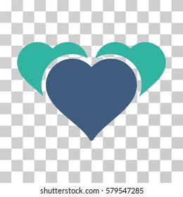 Favourite Hearts icon. Vector illustration style is flat iconic bicolor symbol, cobalt and cyan colors, transparent background. Designed for web and software interfaces.