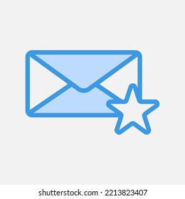 Icono favorito en azul sobre el correo electrónico, usar para la presentación de la aplicación móvil del sitio web