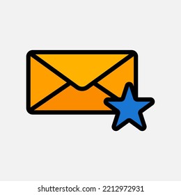 Favourite icon in filled line style about email, use for website mobile app presentation