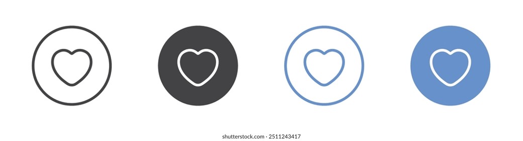 Favourite icon Flat set in black and white color