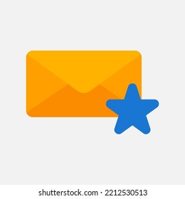 Icono favorito en estilo plano sobre el correo electrónico, usar para presentación de aplicaciones móviles del sitio web