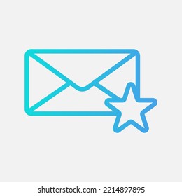 Icono favorito en el estilo de degradado sobre el correo electrónico, uso para la presentación de la aplicación móvil del sitio web