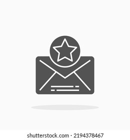 Favourite Mail Glyph Icon. Can Be Used For Digital Product, Presentation, Print Design And More.