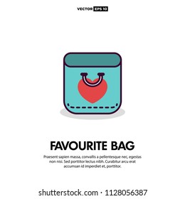 Favourite Paper Shopping Bag Vector Illustration With Heart Icon