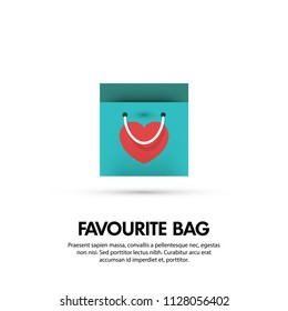 Favourite Paper Shopping Bag Vector Illustration With Heart Icon