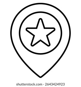 Design de ícone de linha de local favorito. Favorito coloque a ilustração vetorial do símbolo de contorno preto fino. ícone de traçado editável no plano de fundo transparente.