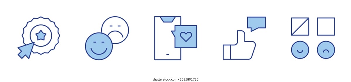 favourite, social media addiction, evaluation, thumbs up, review. Feedback Icon vector illustration. Line Duotone style. Editable stroke.