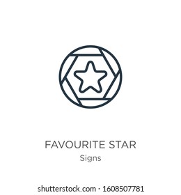 Favourite star icon. Thin linear favourite star outline icon isolated on white background from signs collection. Line vector sign, symbol for web and mobile