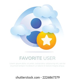 Diseño de ilustración de usuario favorita para diseño de aplicaciones móviles o sitios web