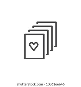 Favourite wishlist outline icon. linear style sign for mobile concept and web design. Paper documents with heart simple line vector icon. Symbol, logo illustration. Pixel perfect vector graphics