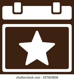 Favourites Date vector icon. Style is flat symbol, white color, rounded angles, brown background.