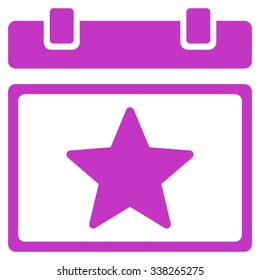 Favourites Date vector icon. Style is flat symbol, violet color, rounded angles, white background.