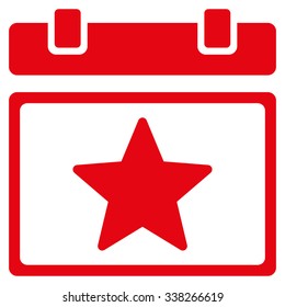 Favourites Date vector icon. Style is flat symbol, red color, rounded angles, white background.