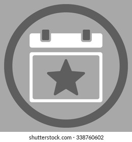 Favourites Date vector icon. Style is bicolor flat rounded symbol, dark gray and white colors, rounded angles, silver background.
