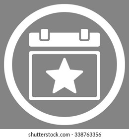 Favourites Date vector icon. Style is flat rounded symbol, white color, rounded angles, gray background.