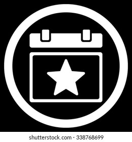 Favourites Date vector icon. Style is flat rounded symbol, white color, rounded angles, black background.
