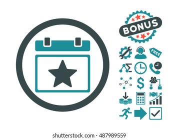 Favourites Day icon with bonus design elements. Vector illustration style is flat iconic bicolor symbols, soft blue colors, white background.