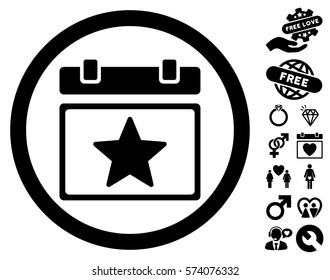 Favourites Day pictograph with bonus amour icon set. Vector illustration style is flat rounded iconic black symbols on white background.