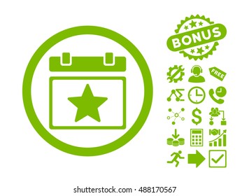 Favourites Day pictograph with bonus elements. Vector illustration style is flat iconic symbols, eco green color, white background.