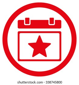 Favourites Day vector icon. Style is flat rounded symbol, red color, rounded angles, white background.