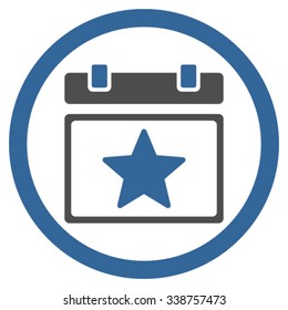 Favourites Day vector icon. Style is bicolor flat rounded symbol, cobalt and gray colors, rounded angles, white background.