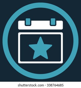 Favourites Day vector icon. Style is bicolor flat rounded symbol, blue and white colors, rounded angles, dark blue background.