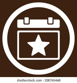Favourites Day vector icon. Style is flat rounded symbol, white color, rounded angles, brown background.